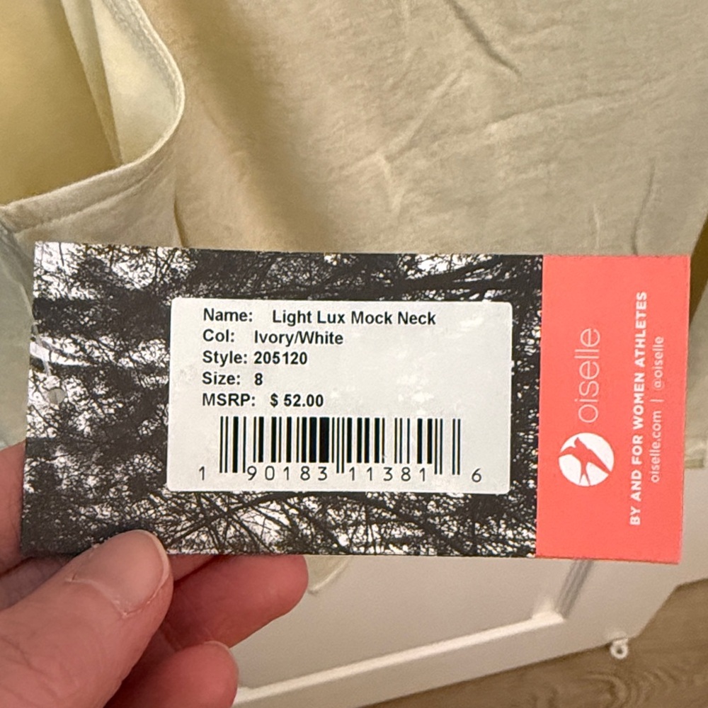 Oiselle Light Lux Mock Neck - 8 - ivory - Picture 4 of 4
